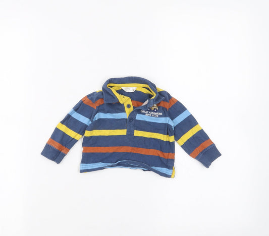 M&Co Baby Blue Striped  Basic Polo Size 3-6 Months