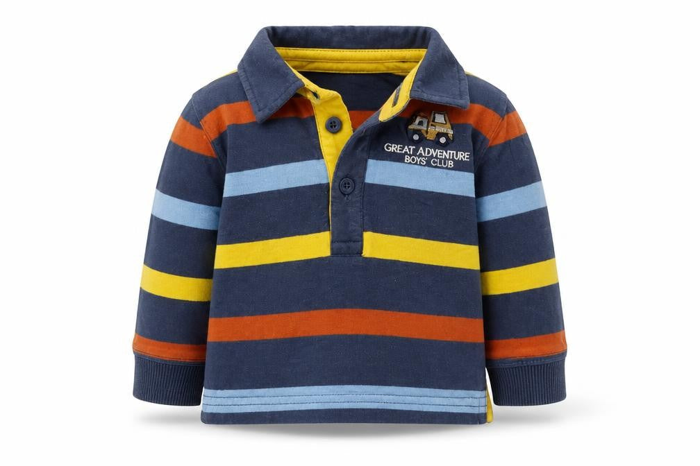 M&Co Baby Blue Striped  Basic Polo Size 3-6 Months