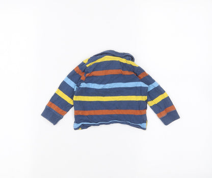 Back view of M&Co Baby Blue Striped Basic Polo, size 3-6, Months