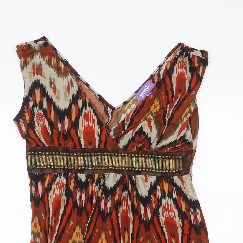 Purple Womens Multicoloured   Basic Blouse Size L