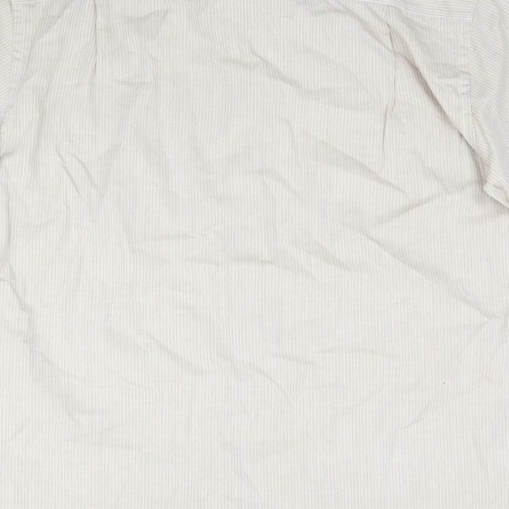 Greenwoods Mens Beige Striped   Button-Up Size 16