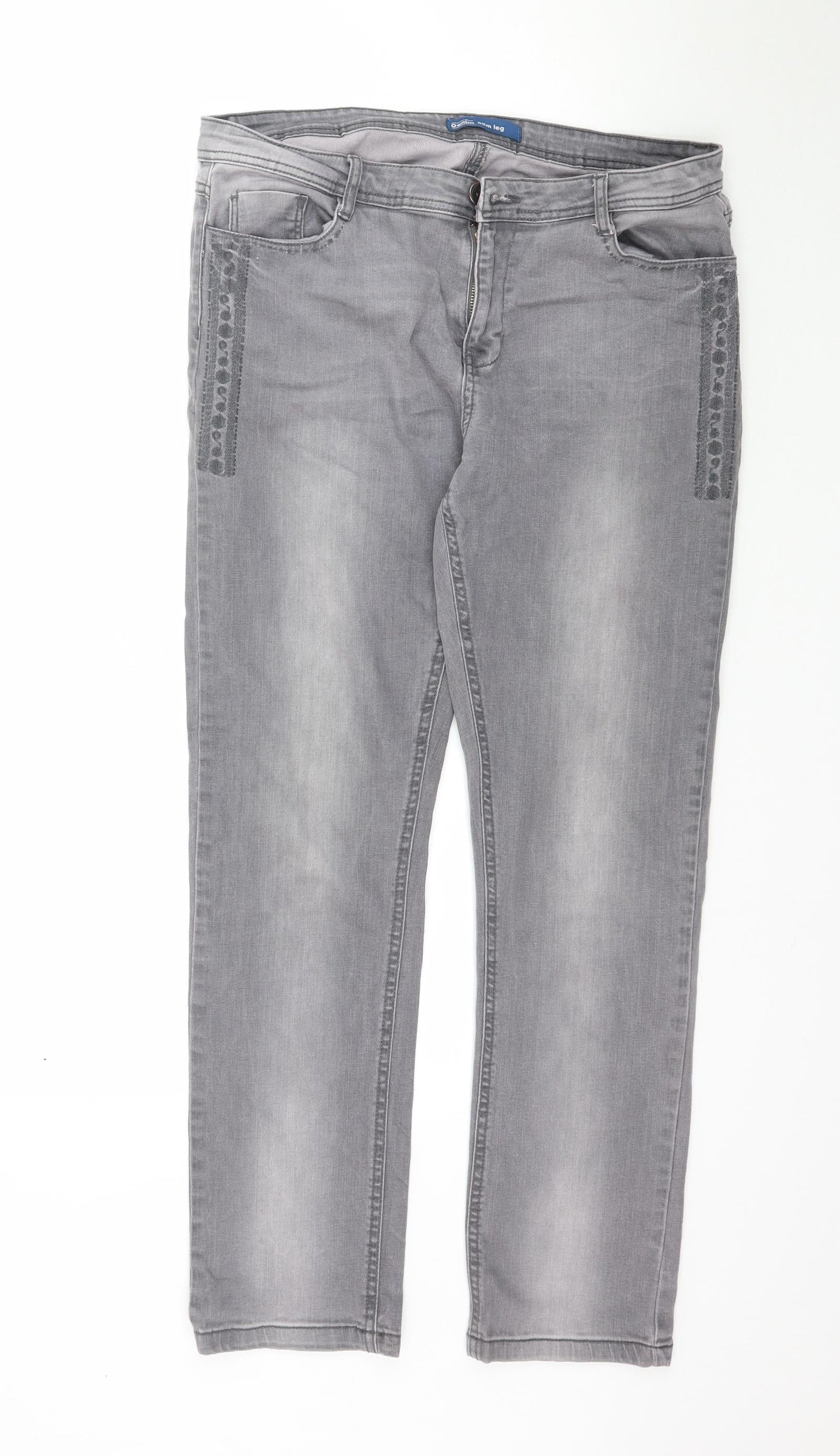 BHS Womens Grey  Denim Skinny Jeans Size 14 L29 in - Slim leg