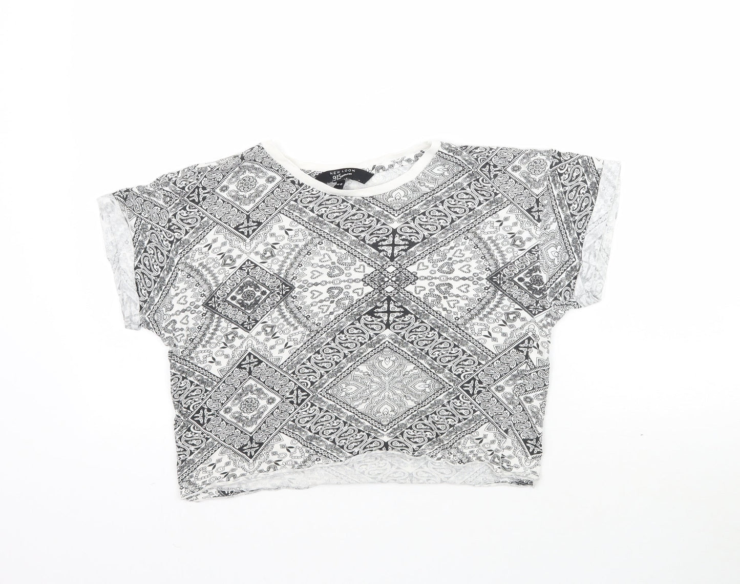 New Look Girls White Paisley  Cropped T-Shirt Size 14-15 Years