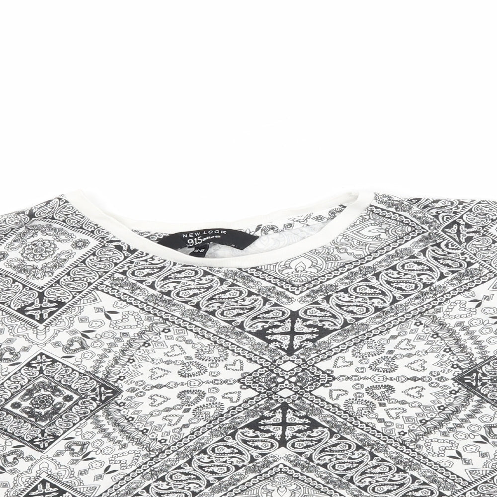 New Look Girls White Paisley  Cropped T-Shirt Size 14-15 Years