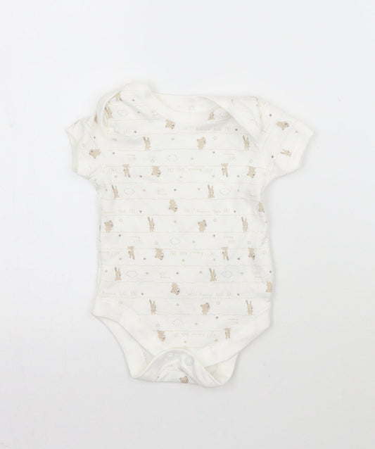 Matalan Baby White Striped  Babygrow One-Piece Size 0-3 Months  - Bears