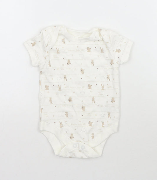 Matalan Baby White Striped  Babygrow One-Piece Size 0-3 Months  - Bears