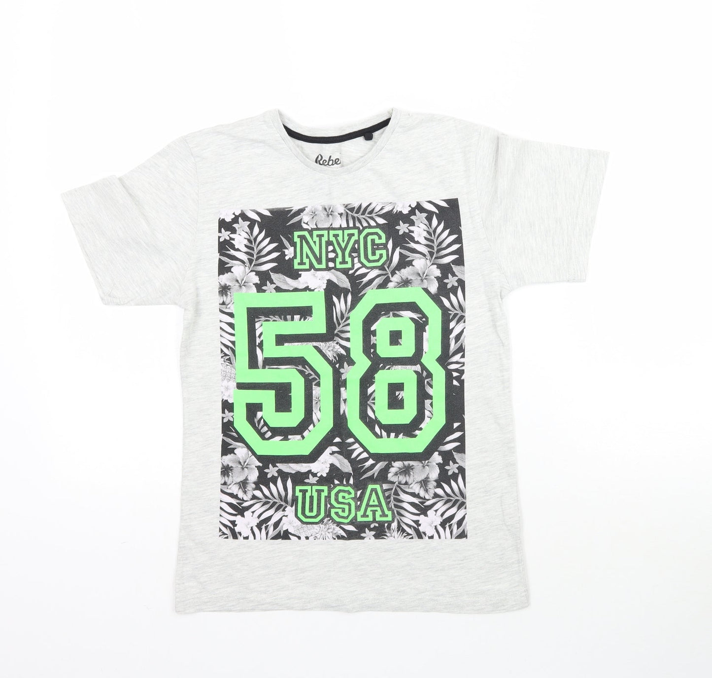 Rebel Boys Grey   Basic T-Shirt Size 10-11 Years  - NYC 58