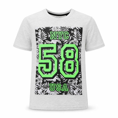 Front view of Rebel boys’ grey basic t-shirt, size 10-11, years - nyc 58