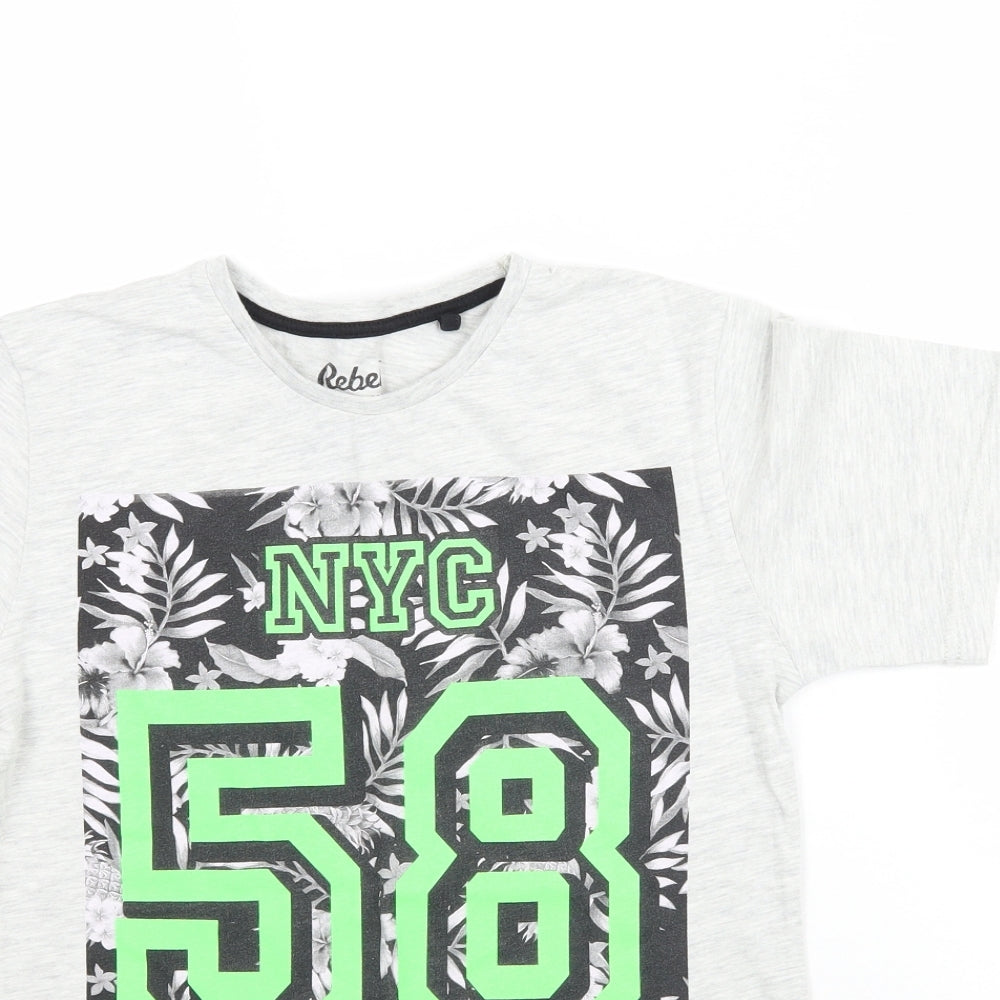 Rebel Boys Grey   Basic T-Shirt Size 10-11 Years  - NYC 58