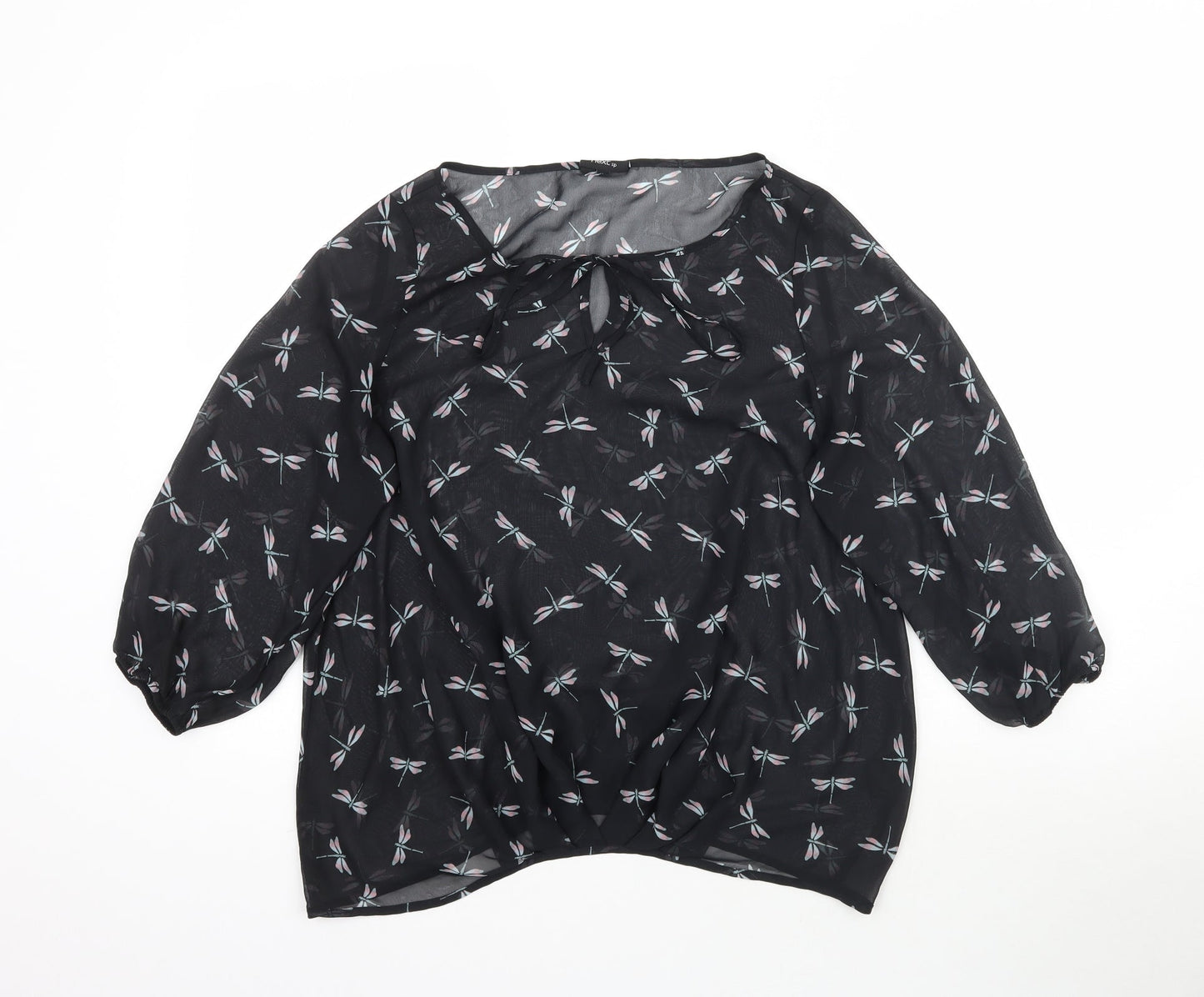 NEXT Womens Black  Mesh Basic Blouse Size 10