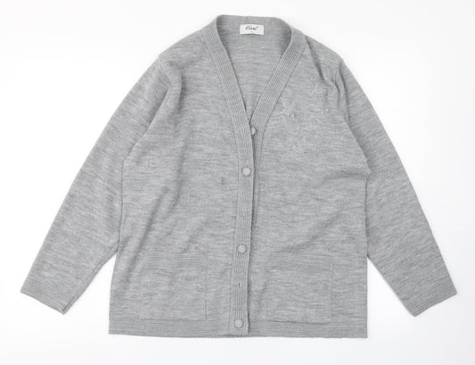Care Womens Grey  Knit Cardigan Jumper Size L