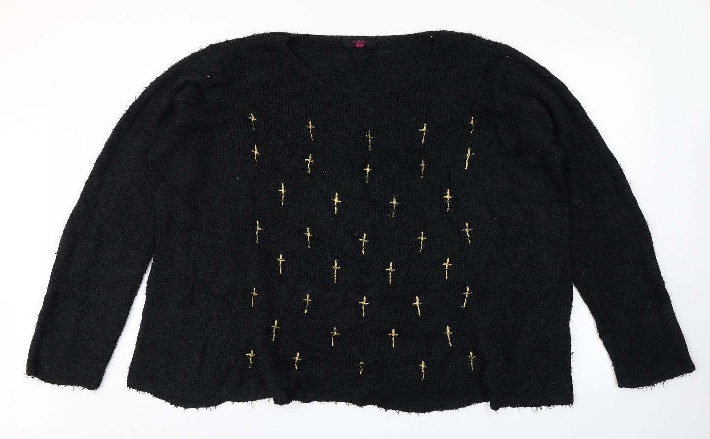 Simply Be Womens Black  Knit Pullover Jumper Size 14