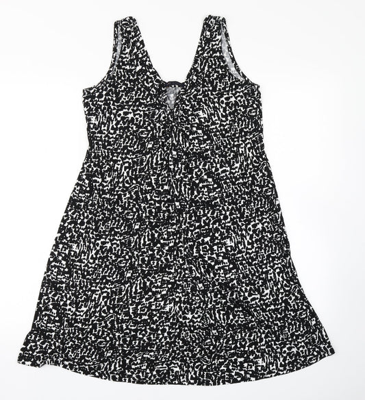 M&S Collection Womens Black Geometric  Tank Dress  Size 8