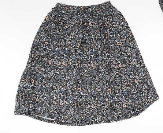 Preworn Womens Black Floral  A-Line Skirt One Size