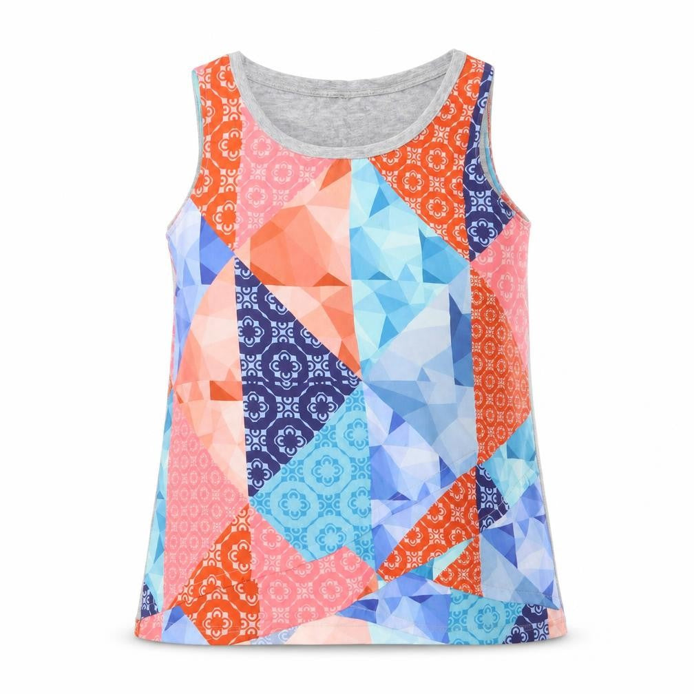 Klass Womens Multicoloured Geometric  Basic Tank Size M