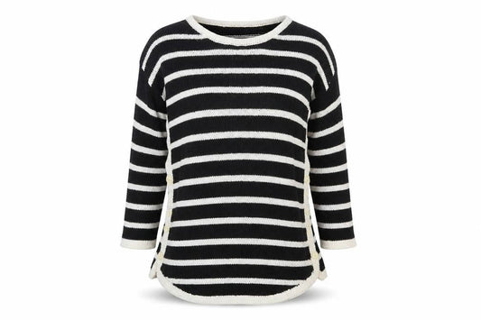 Next Womens Black Striped  Pullover Jumper Size 10