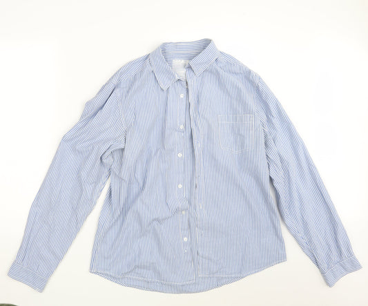 New Look Mens Blue Striped   Button-Up Size L