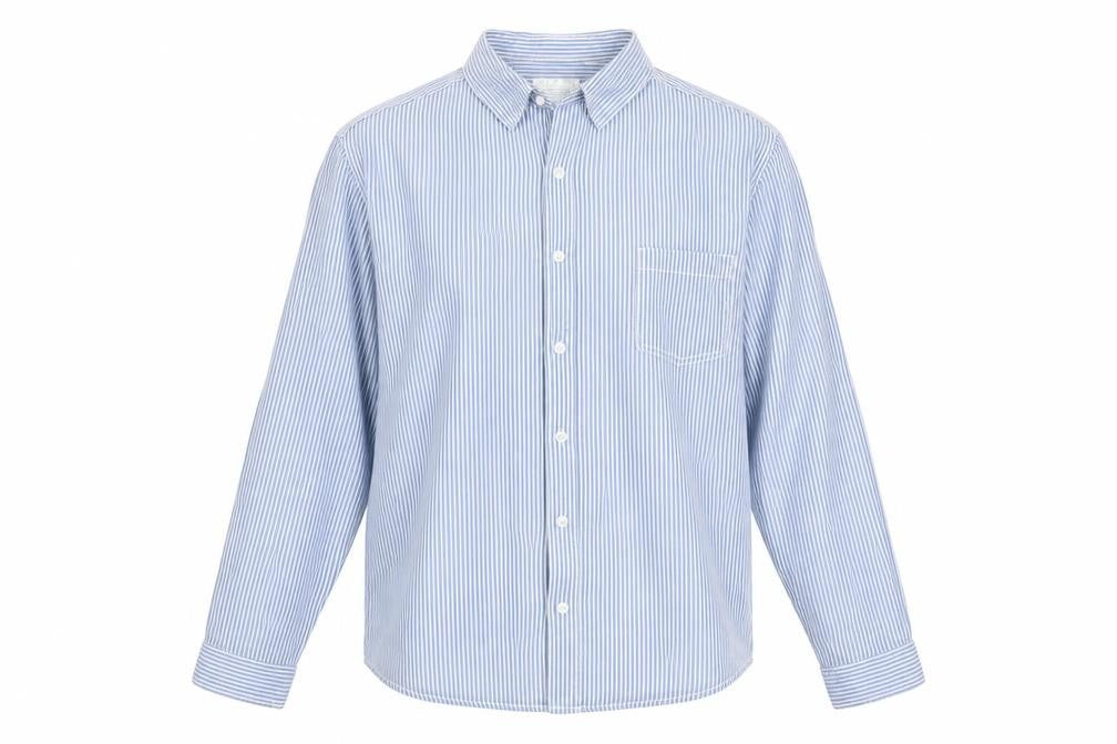 New Look Mens Blue Striped   Button-Up Size L