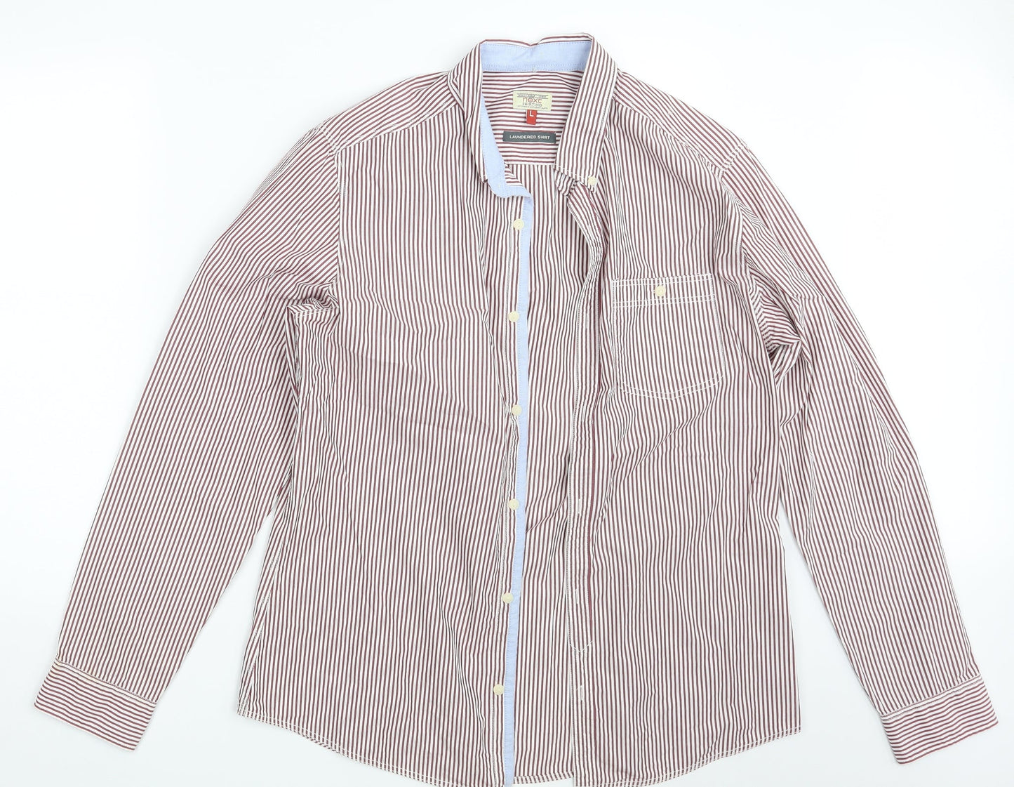 NEXT Mens Red Striped   Button-Up Size L
