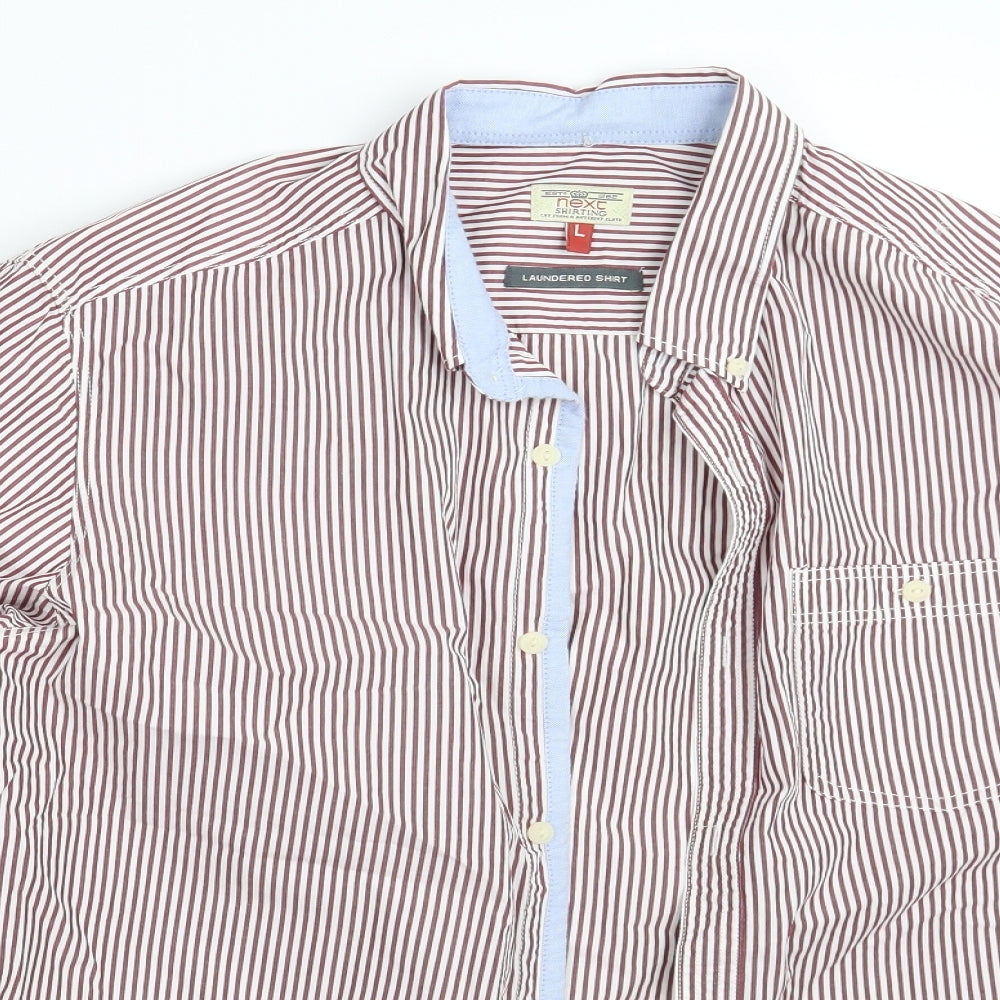 NEXT Mens Red Striped   Button-Up Size L