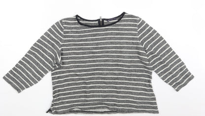 Marks & Spencer Womens Black Striped  Pullover Sweatshirt Size 16