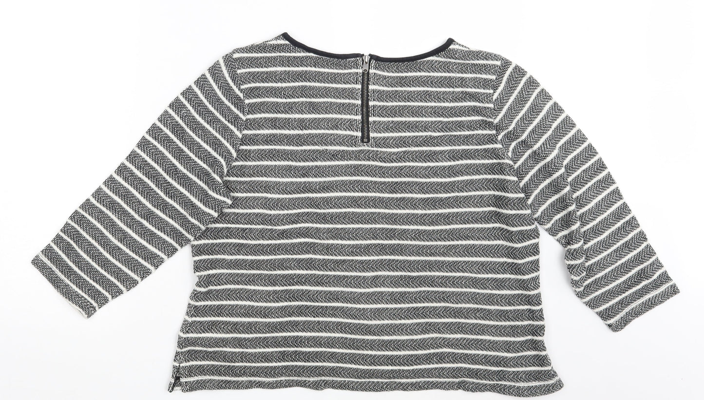 M&S Womens Black Striped  Pullover Sweatshirt Size 16