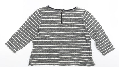 Marks & Spencer Womens Black Striped  Pullover Sweatshirt Size 16