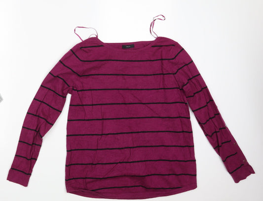 M&Co. Womens Purple Striped  Pullover Jumper Size 14