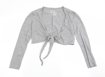 Additional front view of south women’s grey wrap t-shirt, size UK 12