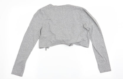Back view of south women’s grey wrap t-shirt, size UK 12
