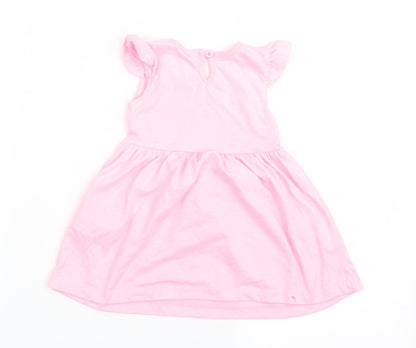 Back view of Disney girls’ pink fit & flare, size 6-9, months