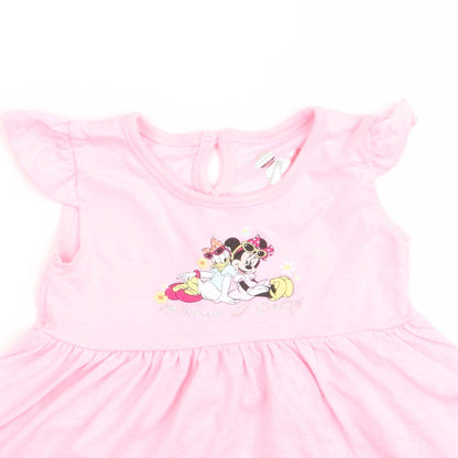 Close-up detail of Disney girls’ pink fit & flare, size 6-9, months