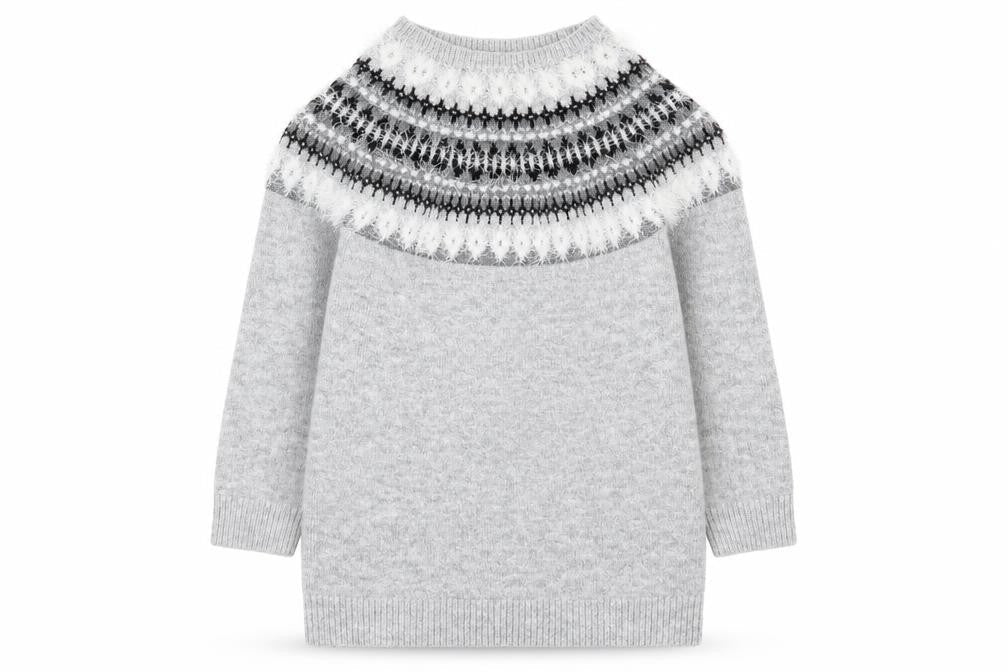 Primark Girls Grey Geometric  Pullover Jumper Size 7-8 Years