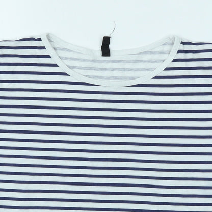Close-up detail of Sinsay girls’ multicoloured striped basic polo, size L