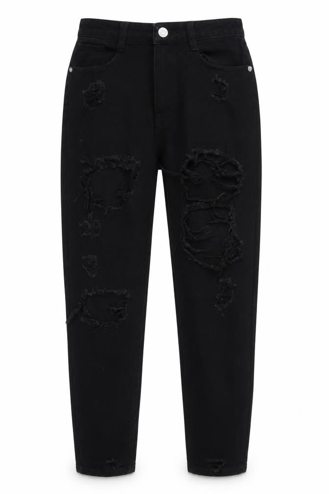 Missguided Womens Black  Denim Mom Jeans Size 6 L29 in