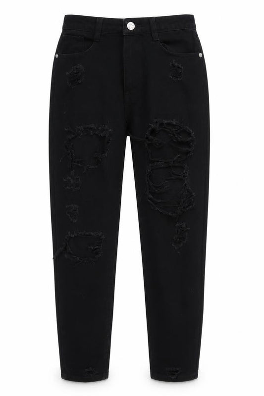 Missguided Womens Black  Denim Mom Jeans Size 6 L29 in