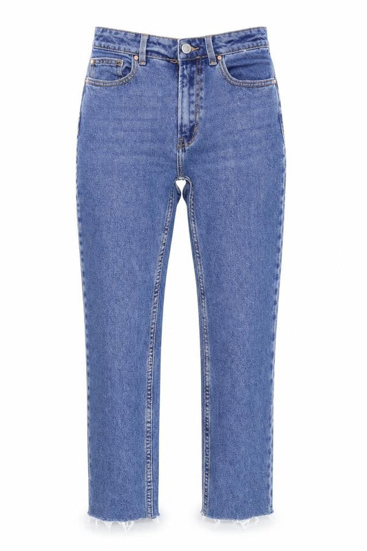 Front view of Denim & Co. women’s blue denim skinny jeans, size UK 6, 25-inch leg