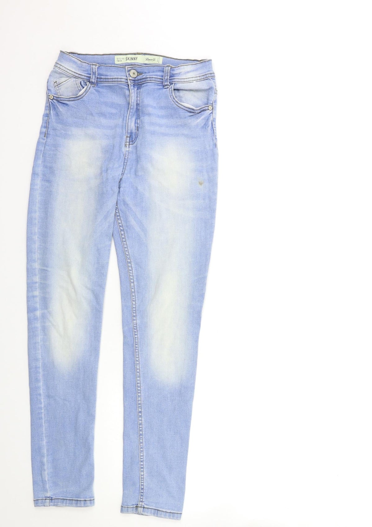 Additional front view of Denim & Co. girls’ blue denim skinny jeans, size 12-13, years