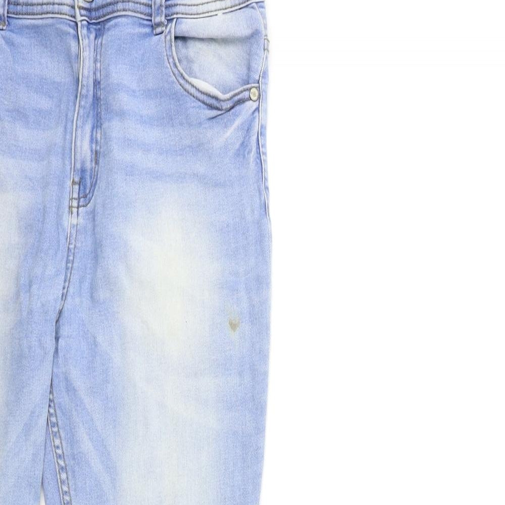 Close-up detail of Denim & Co. girls’ blue denim skinny jeans, size 12-13, years