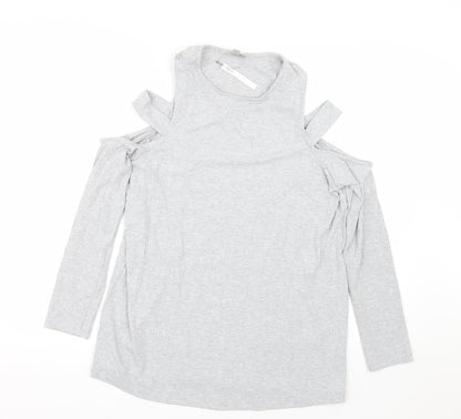 Additional front view of ASOS women’s grey basic t-shirt, size UK 12
