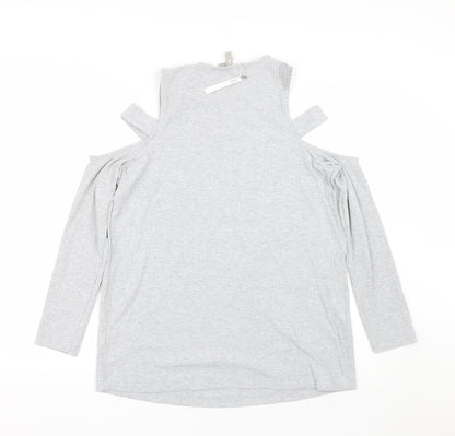 Back view of ASOS women’s grey basic t-shirt, size UK 12