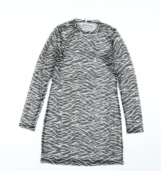 Preworn Womens Black Animal Print  Basic T-Shirt Size S  - Transparent