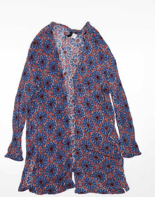 H&M Womens Blue Geometric  Cardigan Jumper Size S