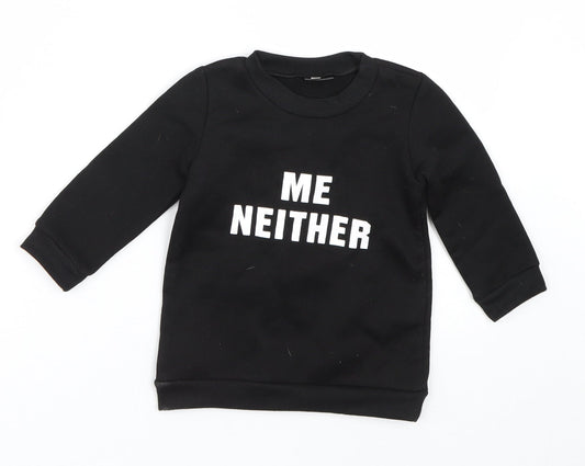 Preworn Girls Black   Pullover Sweatshirt Size 3-4 Years
