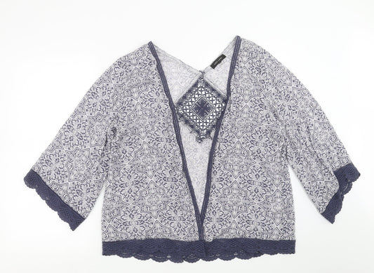 New Look Womens Blue Floral  Cardigan Jumper Size 10