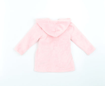 Back view of Early Days girls’ pink solid robe, size 6-9, months