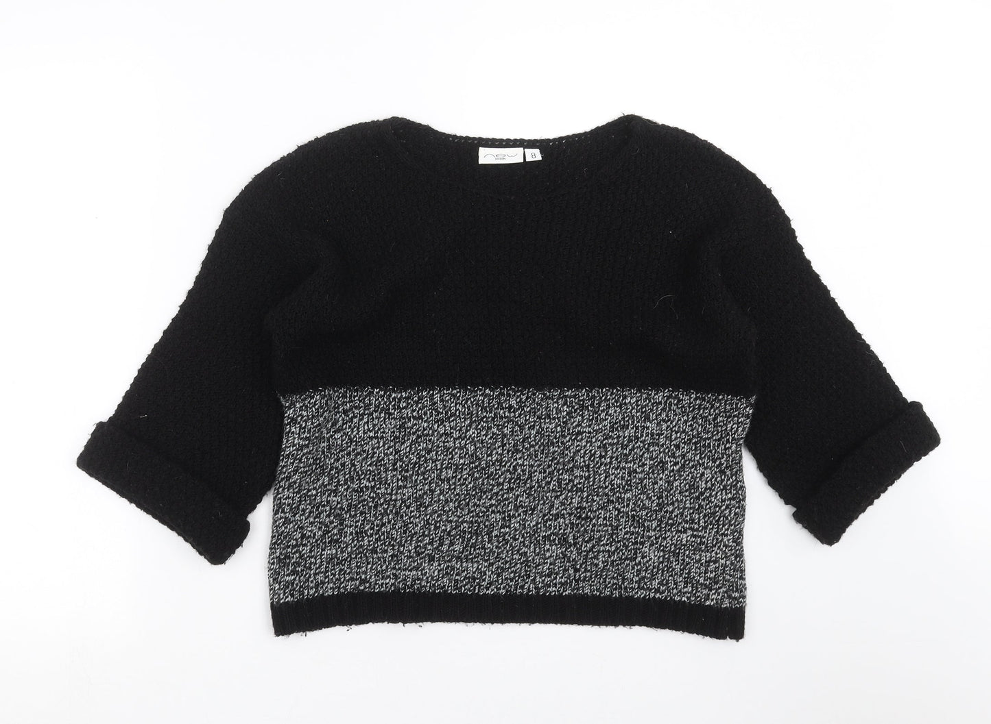 New Look Womens Black  Knit Pullover Jumper Size 8