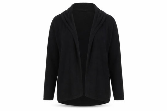 Front view of Papaya women’s black cardigan jumper, size UK 12
