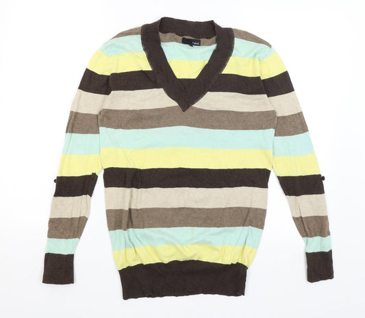 NEXT Womens Brown Striped  Pullover Jumper Size 8