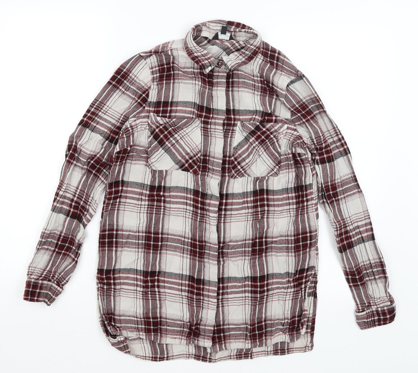 New Look Womens Red Plaid  Basic Button-Up Size 12